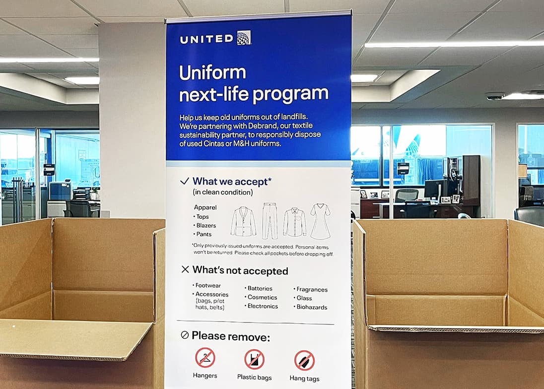 Signage that lists what types of uniforms are accepted or not accepted
